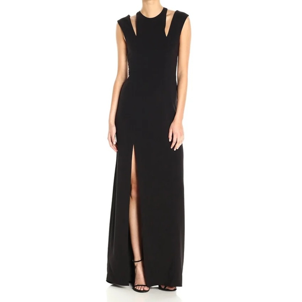 Halston Heritage | NWT Black Front Slit Cutout Gown